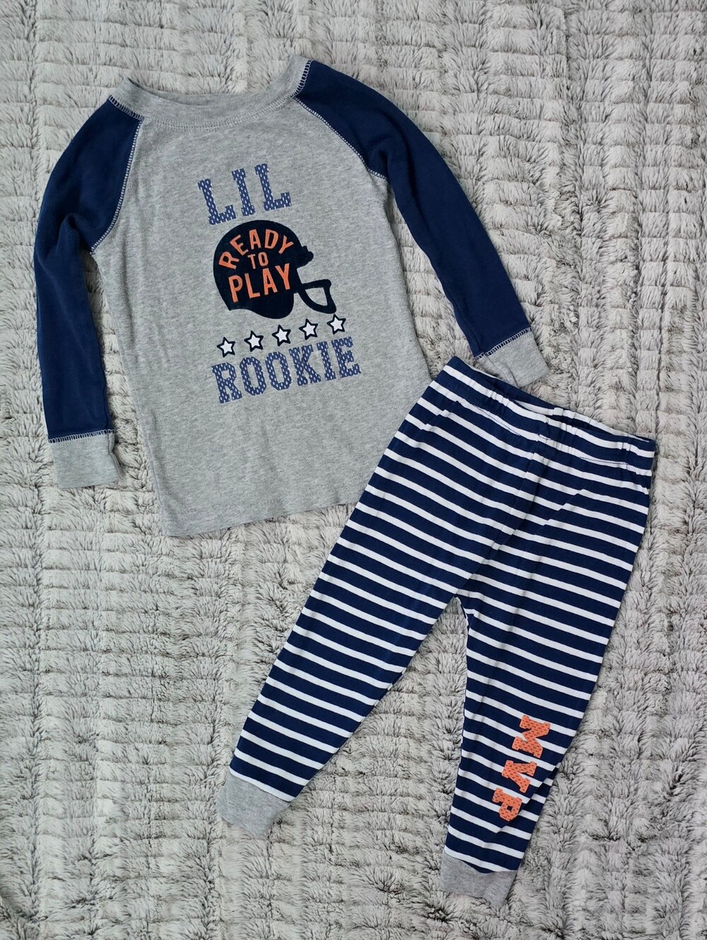 Lil Rookie Baby Boy Longsleeve Pajamas Koala Kids Size 18 Months MVP Football
